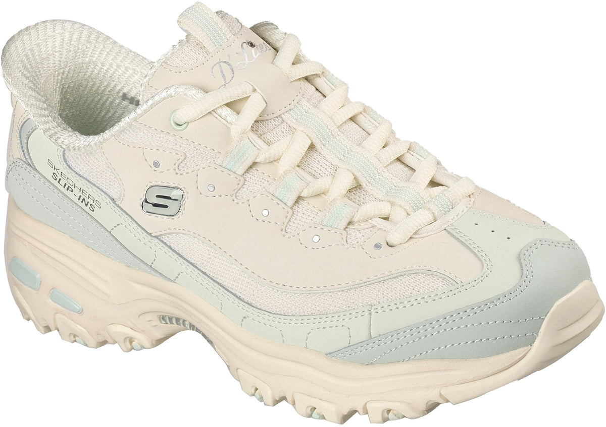 Skechers Sport D'Lites Smooth Nostalgia Womens Shoes - Cream