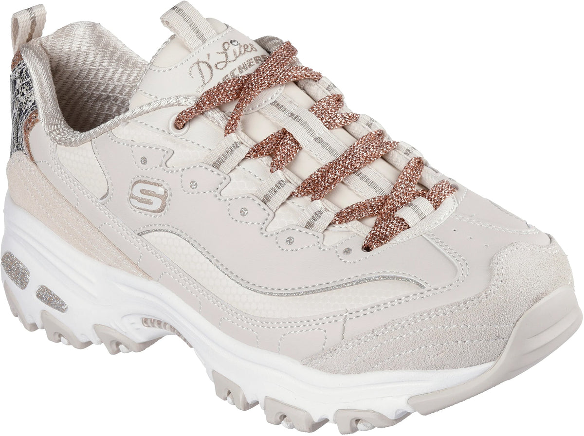 Skechers D'Lites Golden Chic Womens Shoes - Cream
